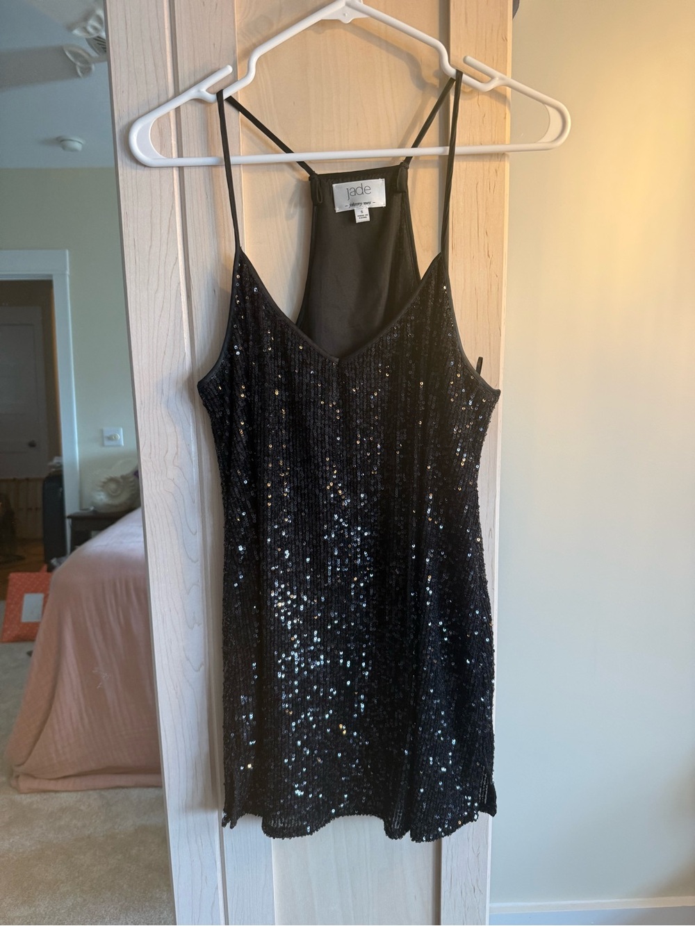 Jade Black Sequin top with Thin Straps